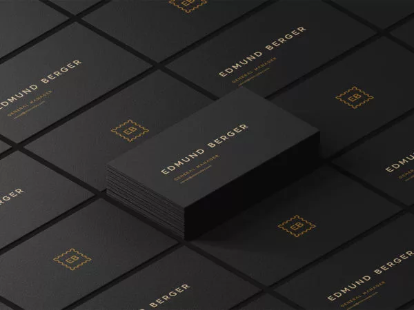 Dark Isometric Business Cards Mockup