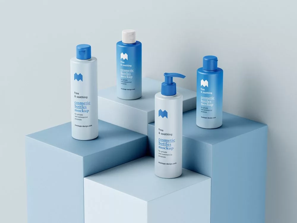 Free Cosmetic Bottles Mockup