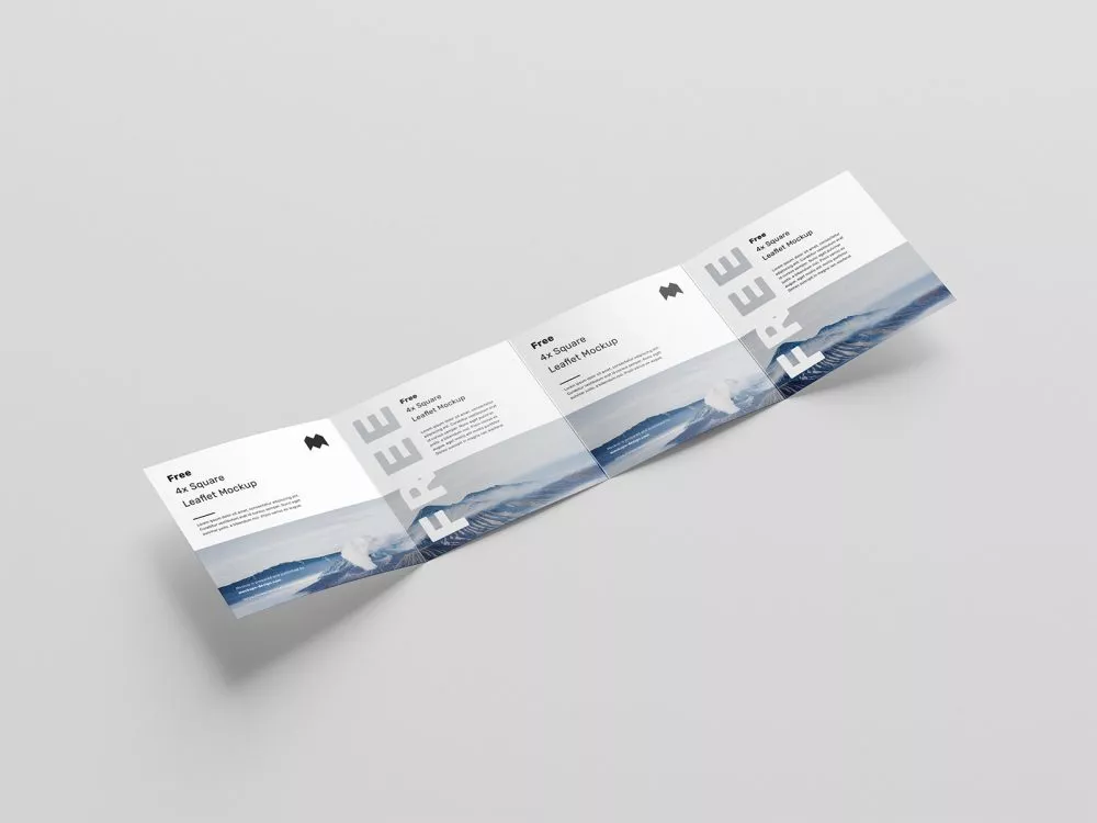 Free Square 4-Fold Leaflet Mockup