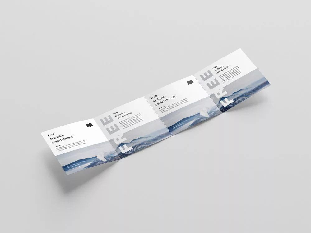 Free Square 4-Fold Leaflet Mockup