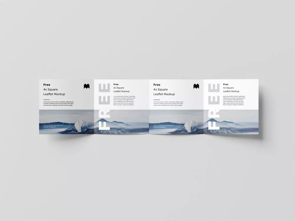 Free Square 4-Fold Leaflet Mockup