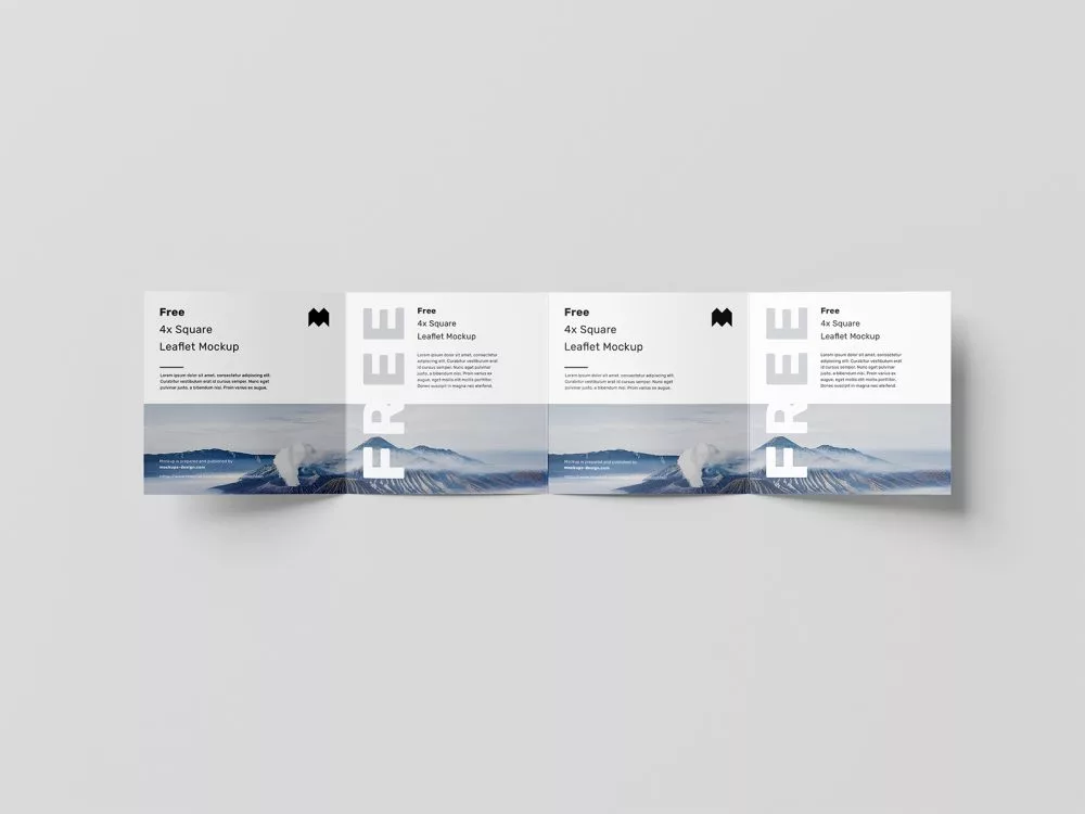 Free Square 4-Fold Leaflet Mockup