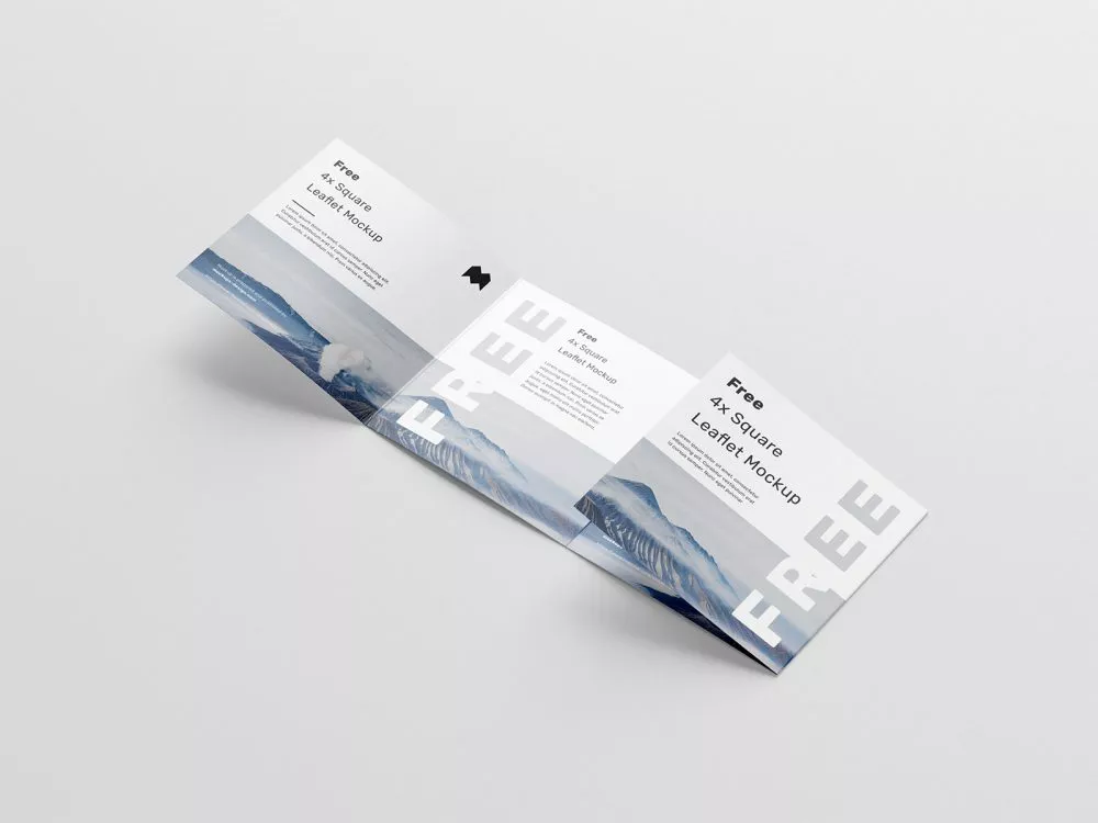 Free Square 4-Fold Leaflet Mockup