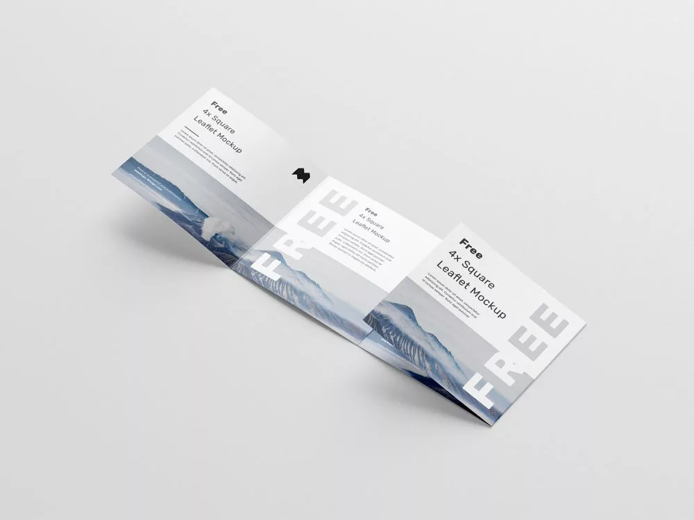 Free Square 4-Fold Leaflet Mockup