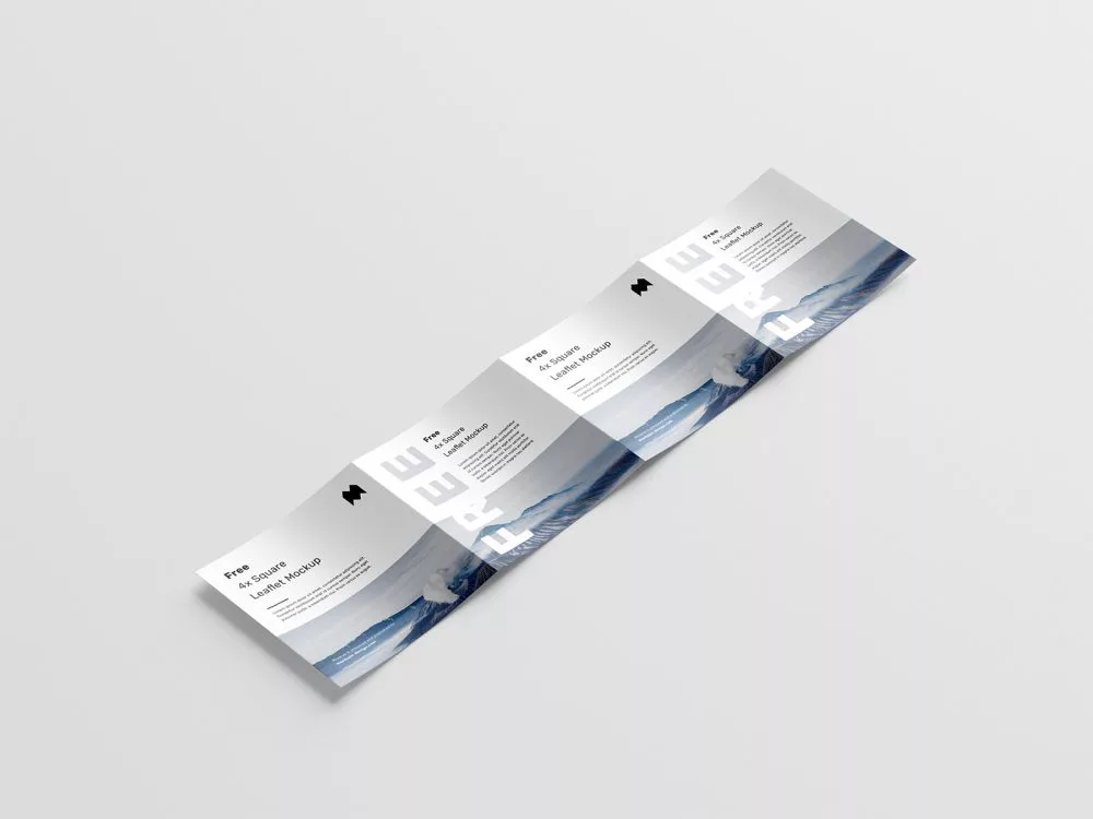 Free Square 4-Fold Leaflet Mockup
