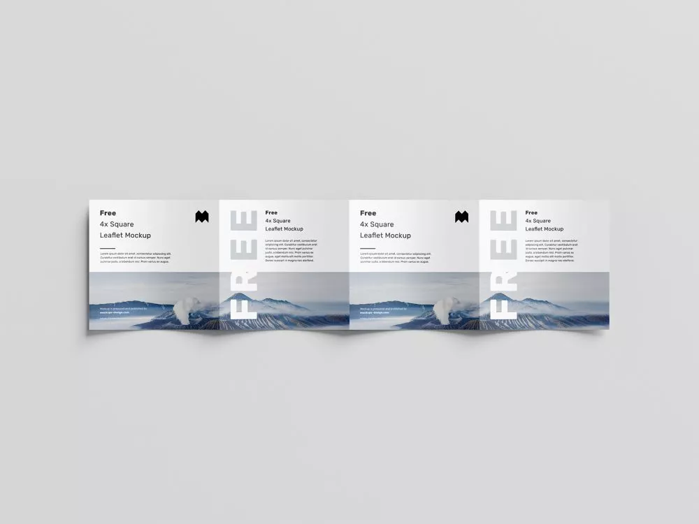 Free Square 4-Fold Leaflet Mockup