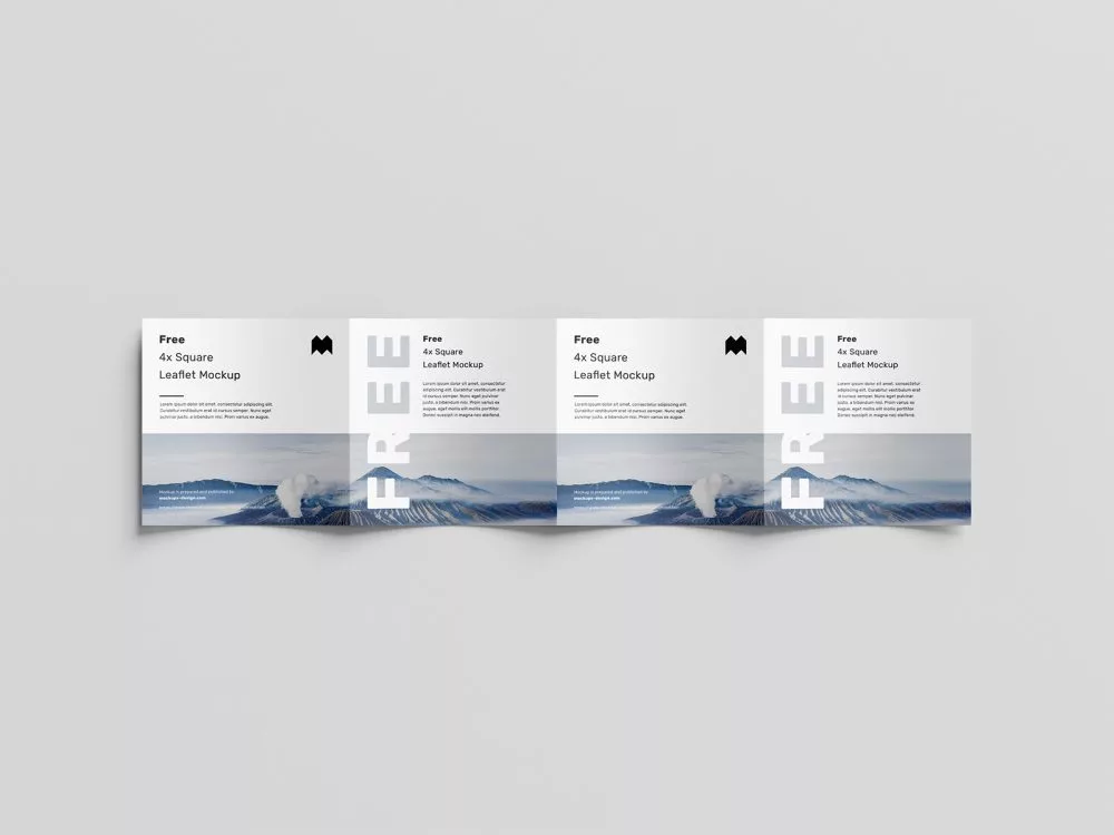 Free Square 4-Fold Leaflet Mockup