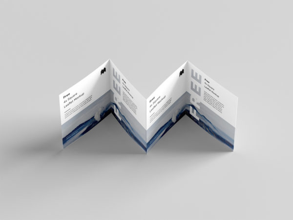 Free Square 4-Fold Leaflet Mockup