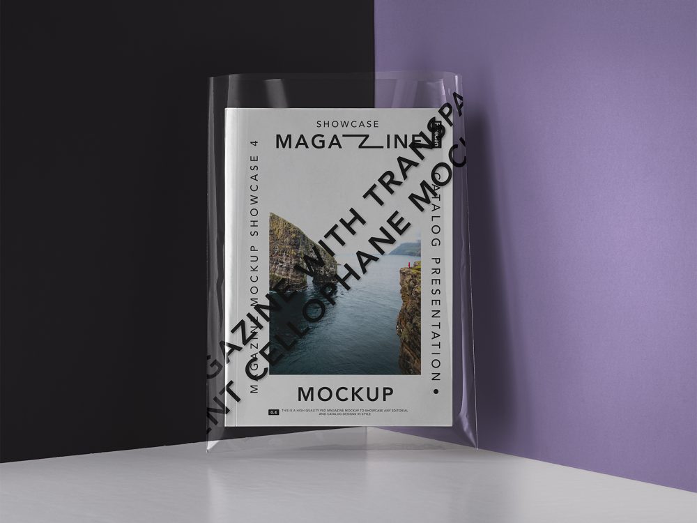 Magazine with a Transparent Cover Mockup