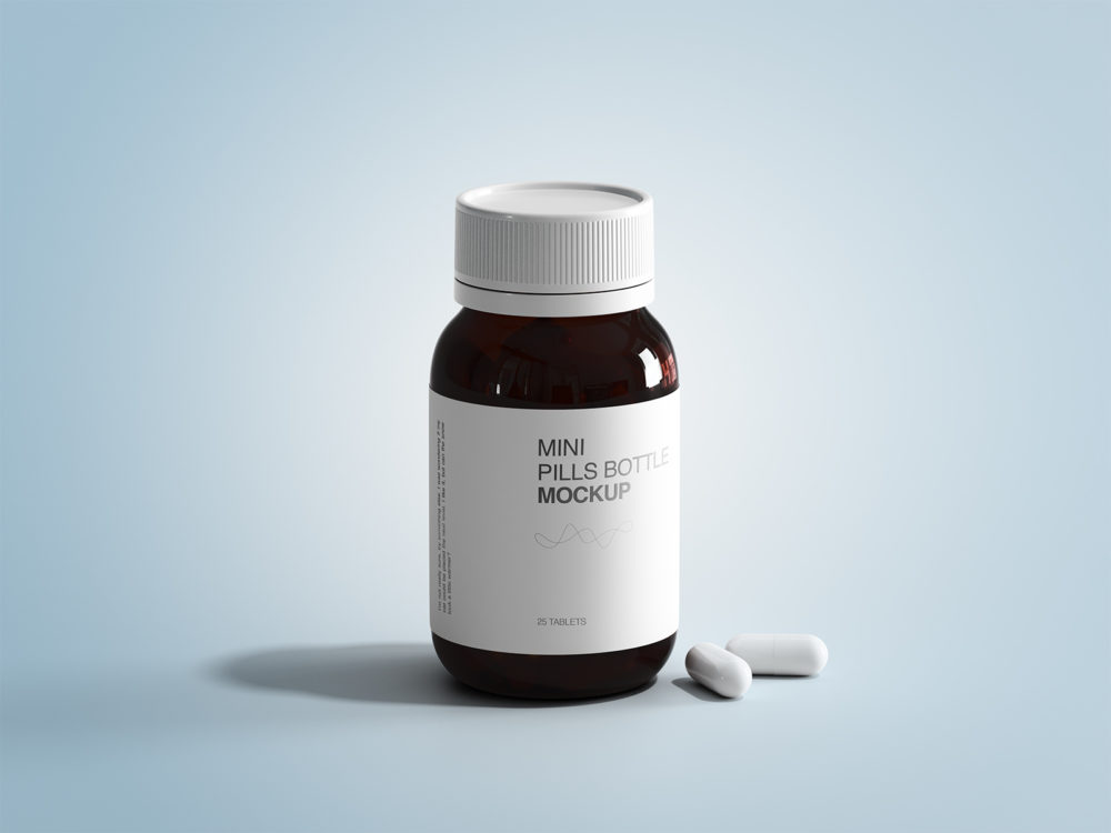 Mini pills bottle mockup | free mockup