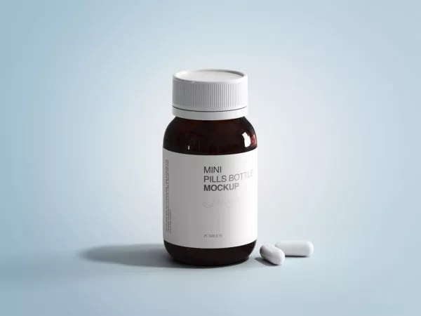 Mini Pills Bottle Mockup