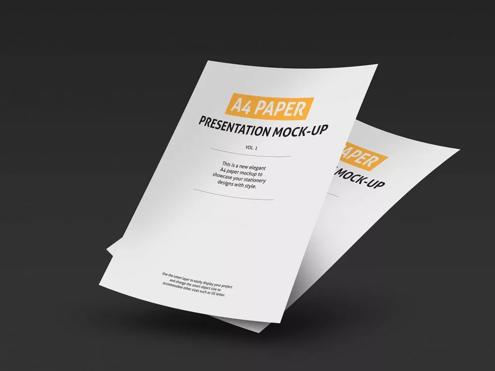 A4 Paper Free Presentation Mockup