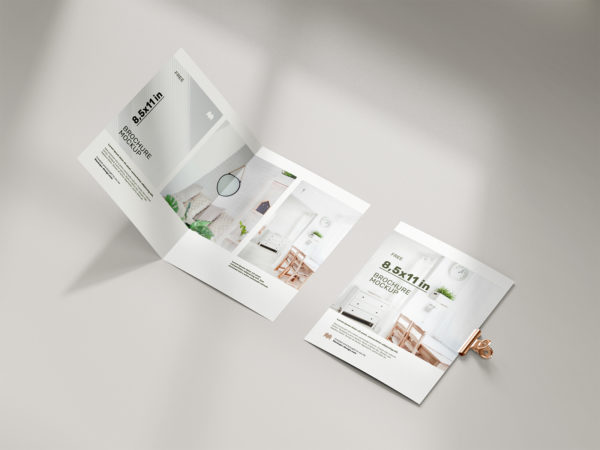 Free Folded 8.5 x 11 in Brochure Mockup