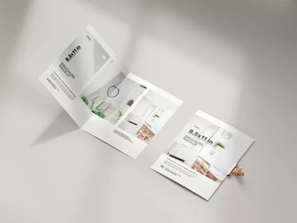 Free Folded 8.5 x 11 in Brochure Mockup