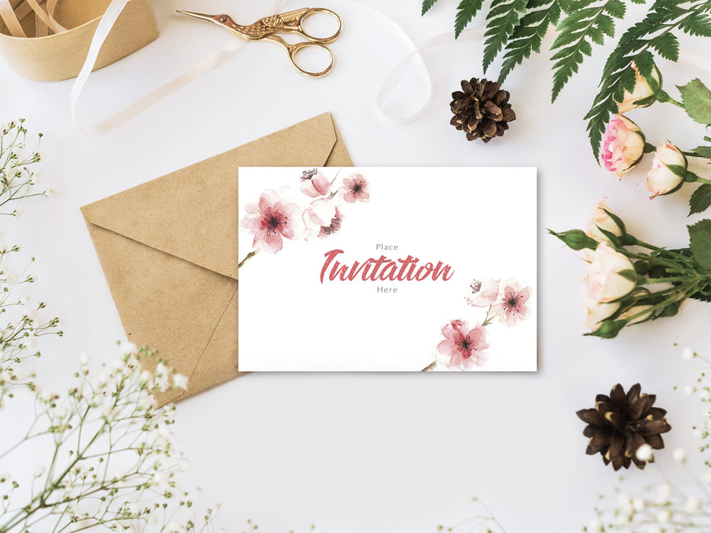 Free invitation mockup with envelope | free mockup