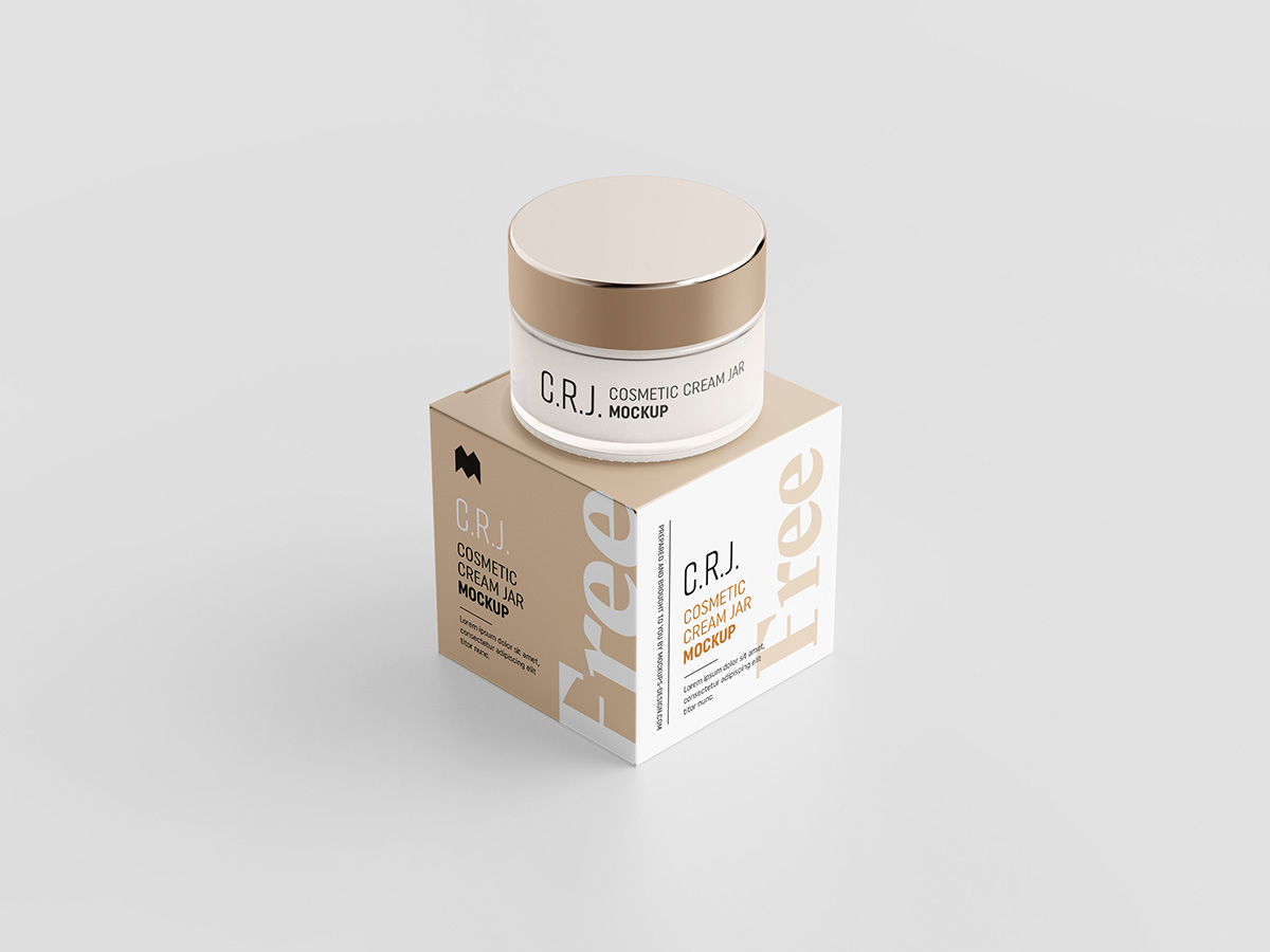 Download Free Cosmetic Box With Jar Mockup Free Mockup