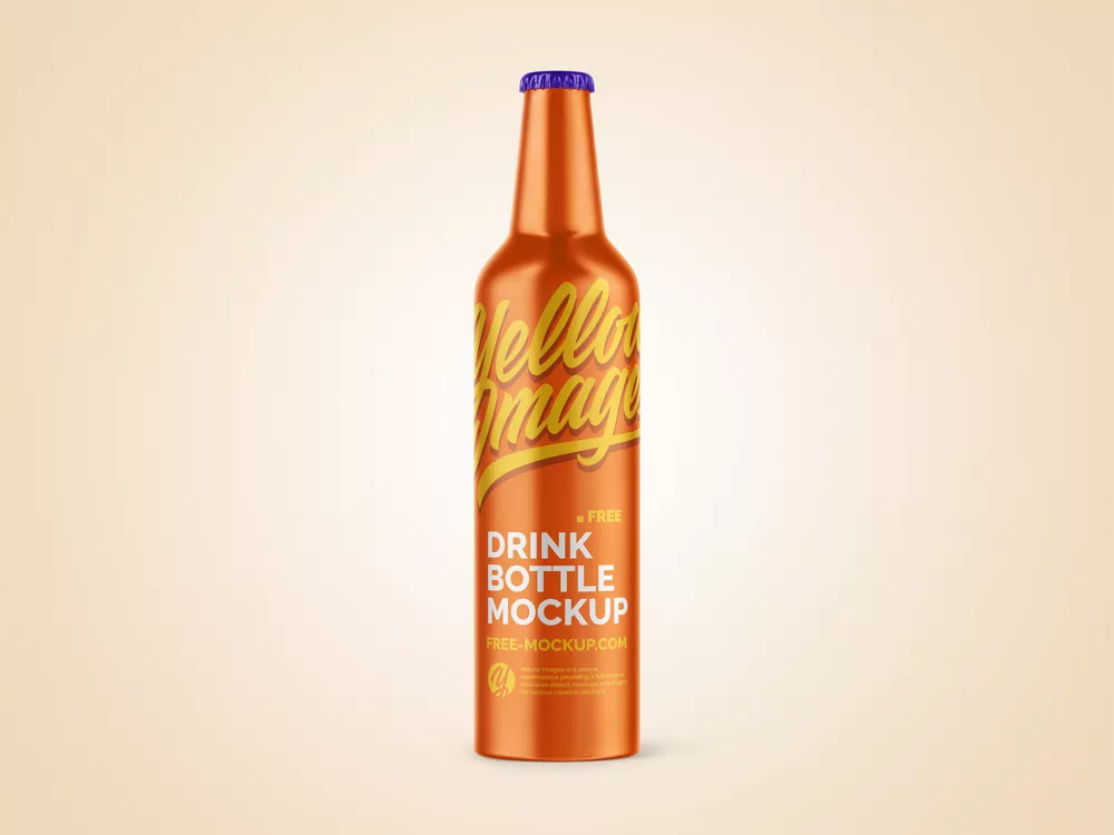 Metallic Drink Bottle with Holder Mockup