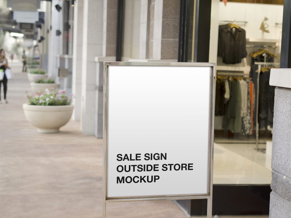 Download Sale Sign Outside Store Mockup Free Mockup