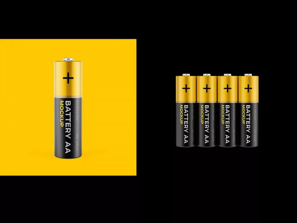 AA Battery Branding Free Mockup