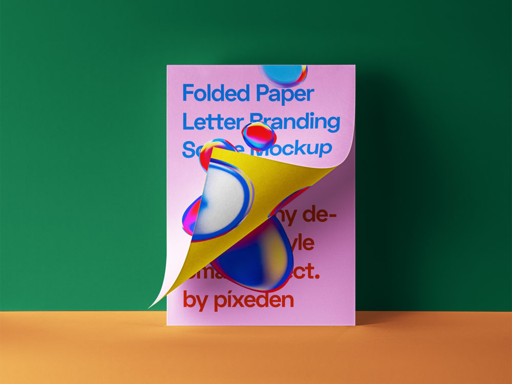 Folded Letter PSD Paper Mockup