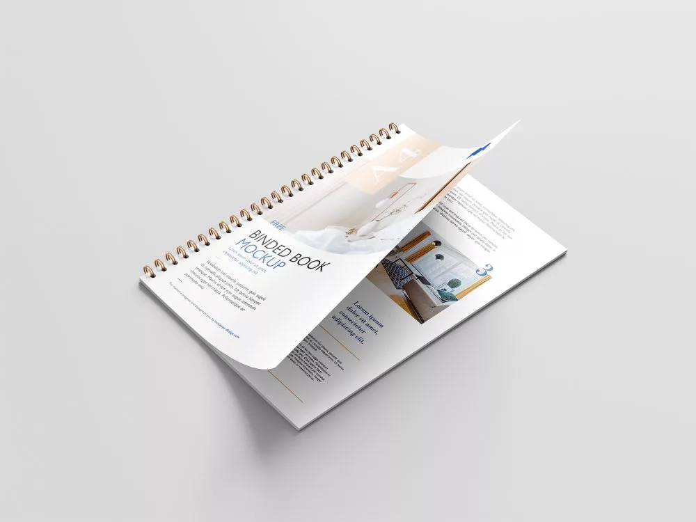 Free Binded Book Mockup