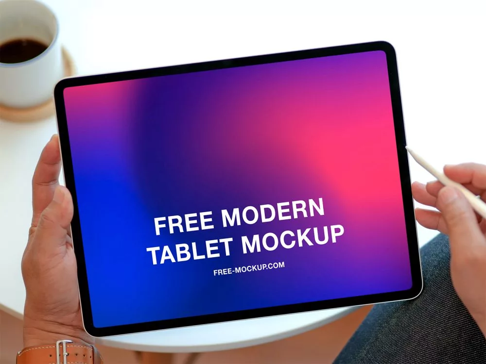 Free Modern Tablet Mockup in Hand