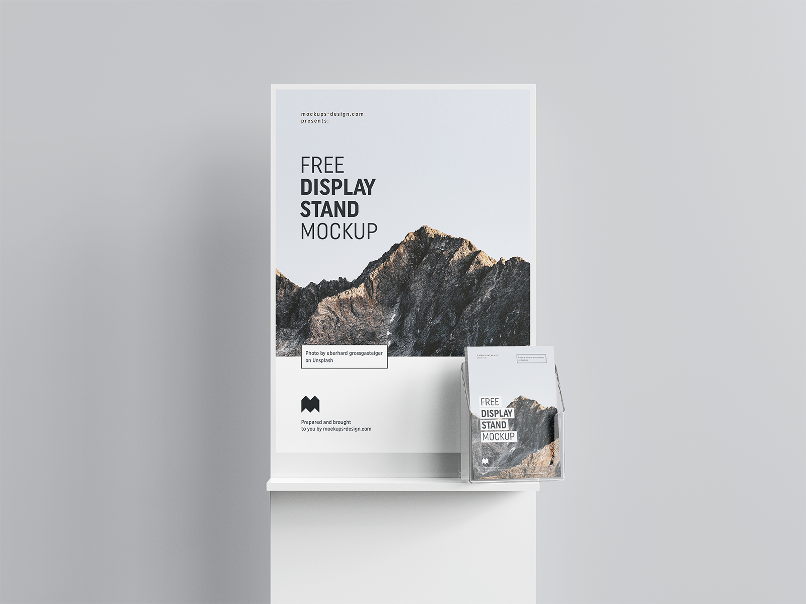 Free Poster Display with Flyers Mockup