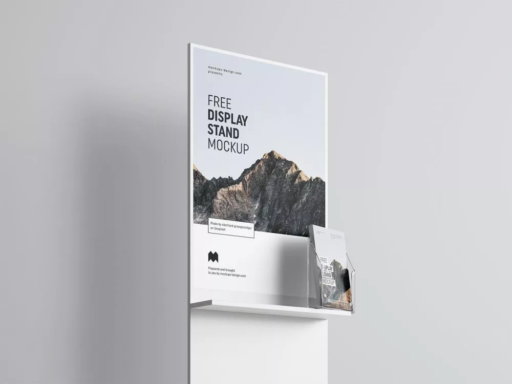 Free Poster Display with Flyers Mockup