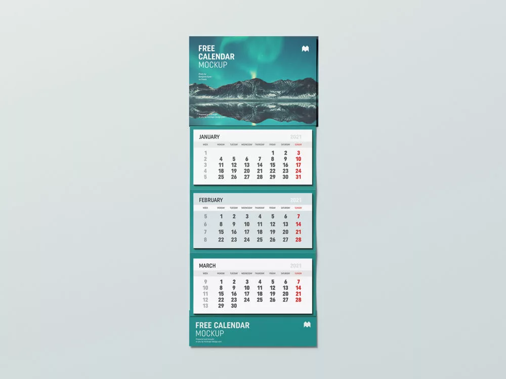 Free Wall Calendar Mockup