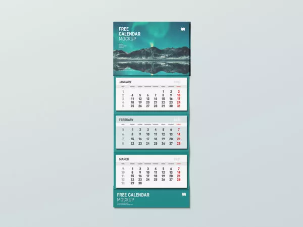 Free Wall Calendar Mockup