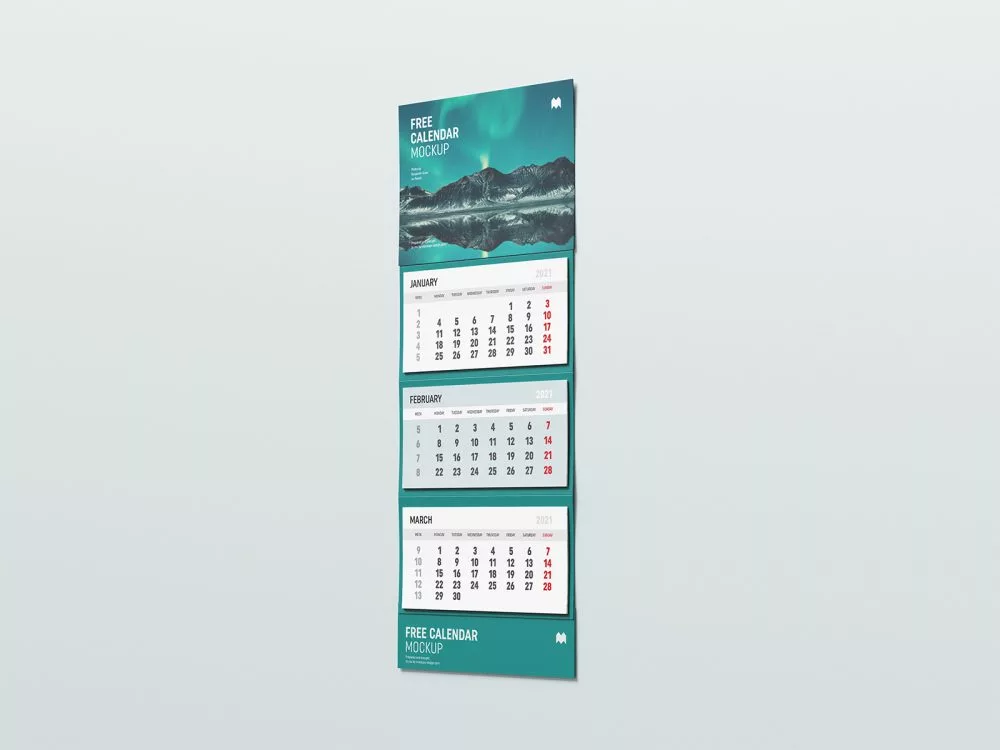 Free Wall Calendar Mockup