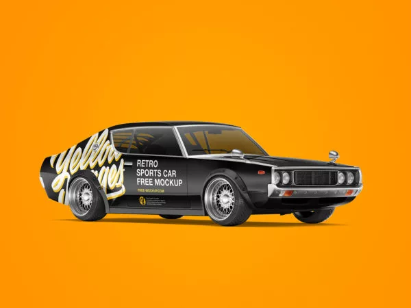 Retro Sports Car Free Mockup