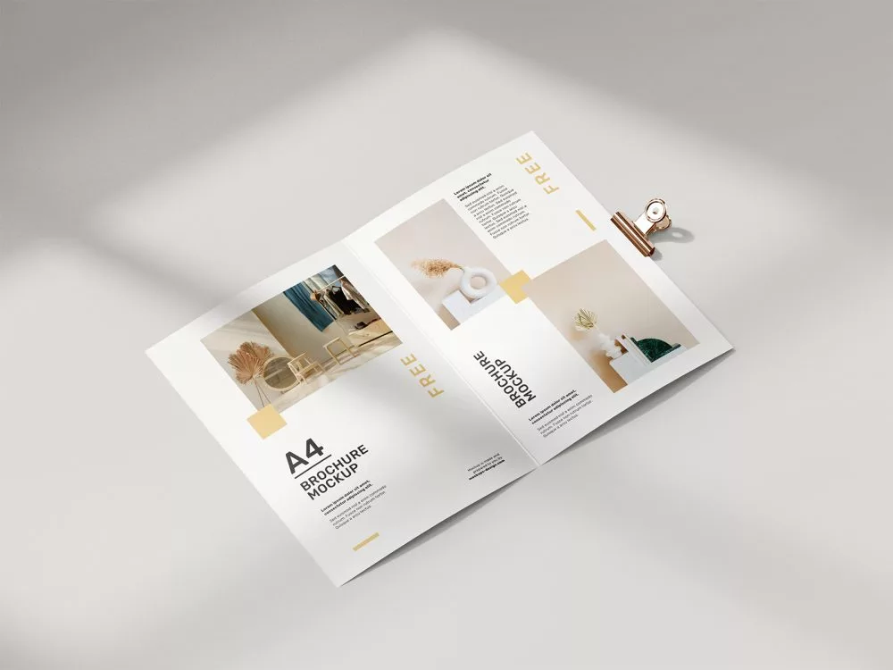 Free Folded A4 Brochure Mockup