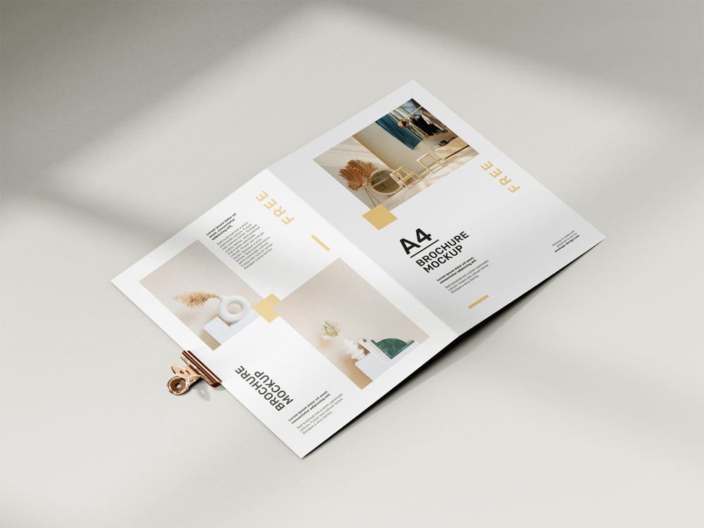 Download Free Folded A4 Brochure Mockup 05 | Free Mockup