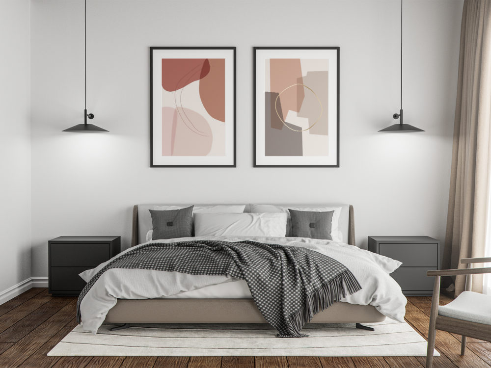 Poster Free Mockup in the Master Bedroom
