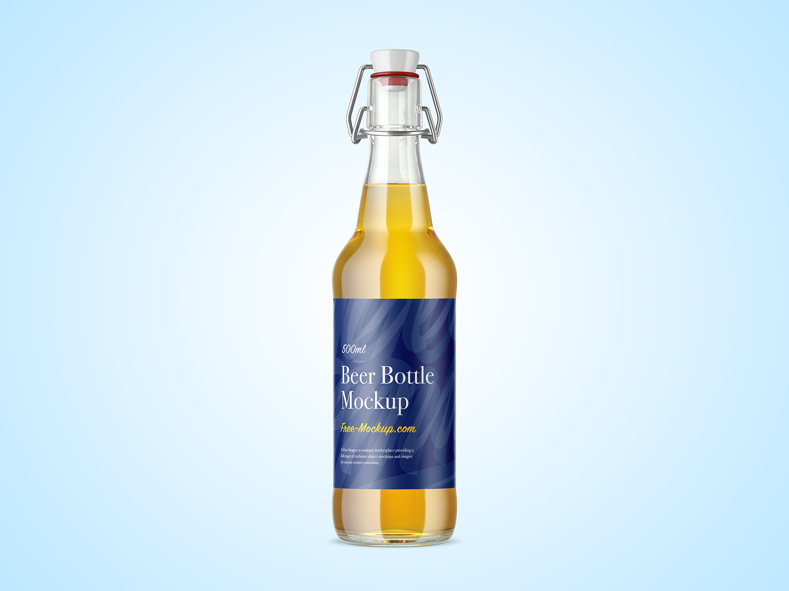 Download Clear Glass Beer Bottle Mockup With Swing Top Cap Free Mockup