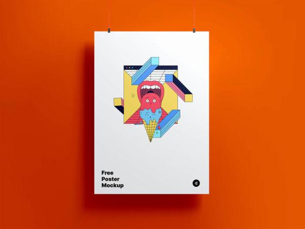 Free Hanging Poster Mockup