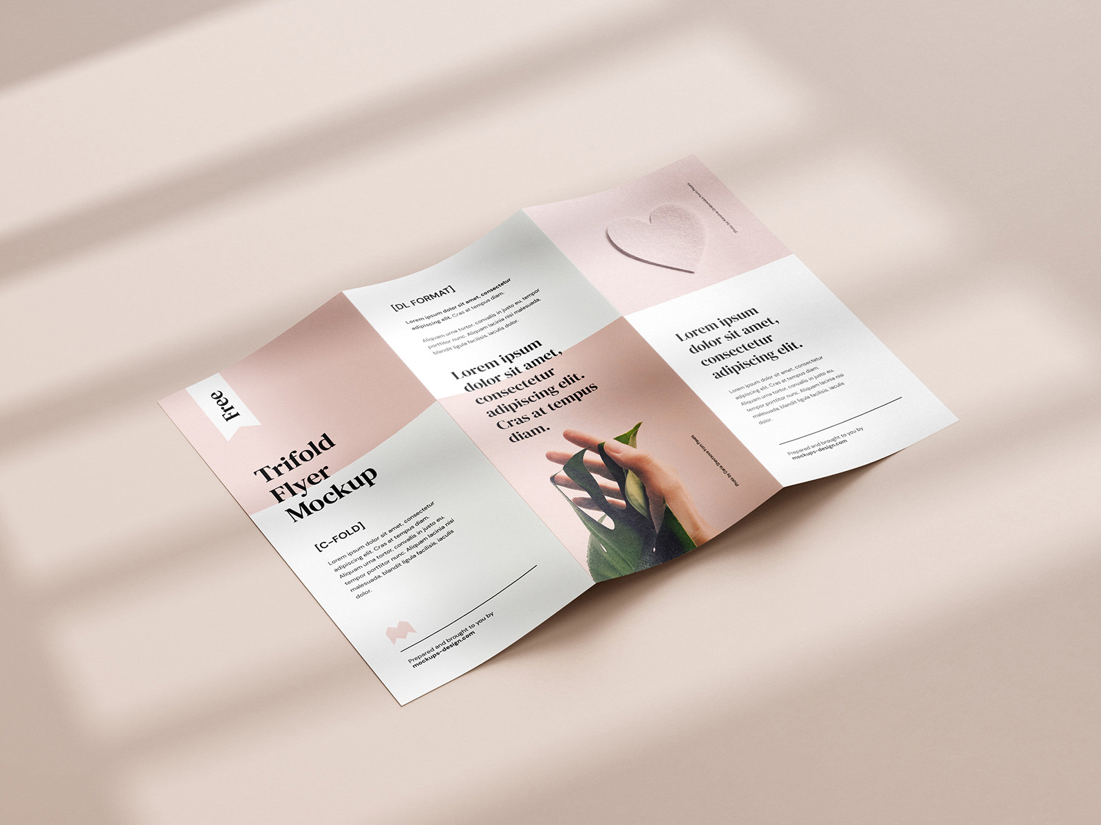 Free Tri-Fold DL Flyer Mockup  Free Mockup With 3 Fold Brochure Template Psd Free Download