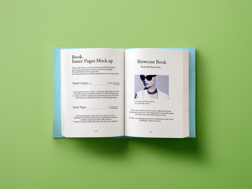 Hardback book inner mockup | free mockup