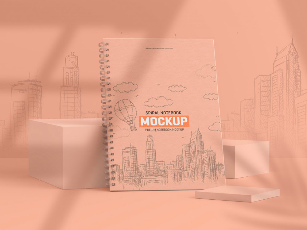 Free spiral notebook mockup | free mockup