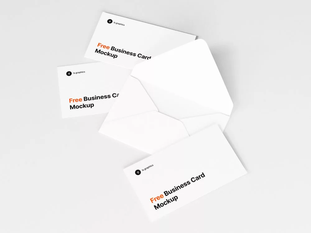 Open Envelope and Business Cards Mockup