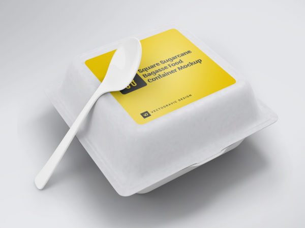 Sugarcane Bagasse Food Container Free Mockup