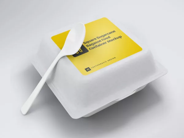 Sugarcane Bagasse Food Container Free Mockup