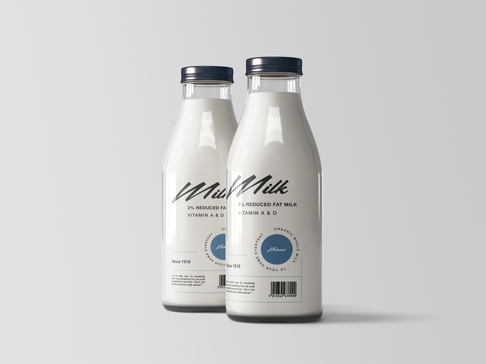 Download Two Glass Milk Bottles Free Mockup Free Mockup