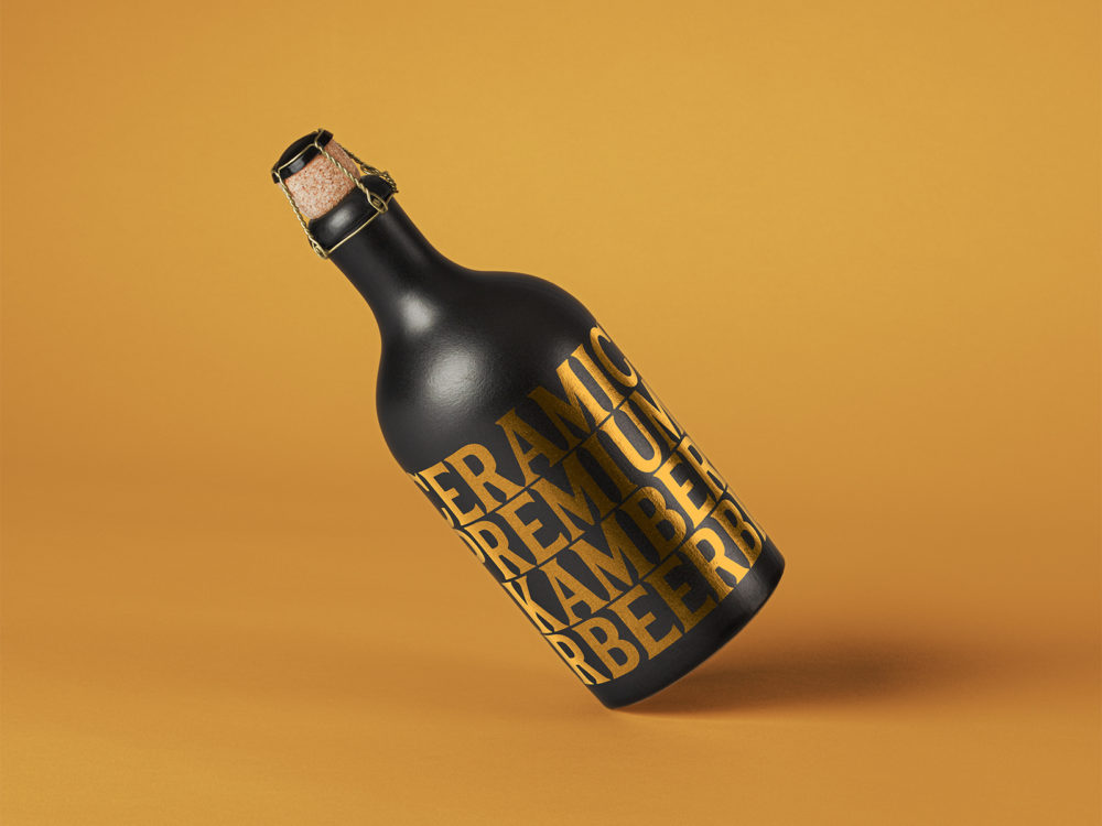 Dark Ceramic Bottle Free PSD Mockup