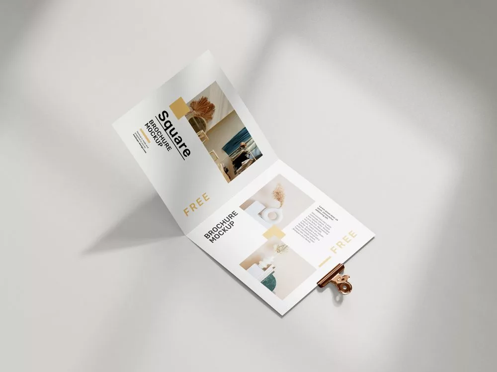 Free Folded Square Brochure Mockup