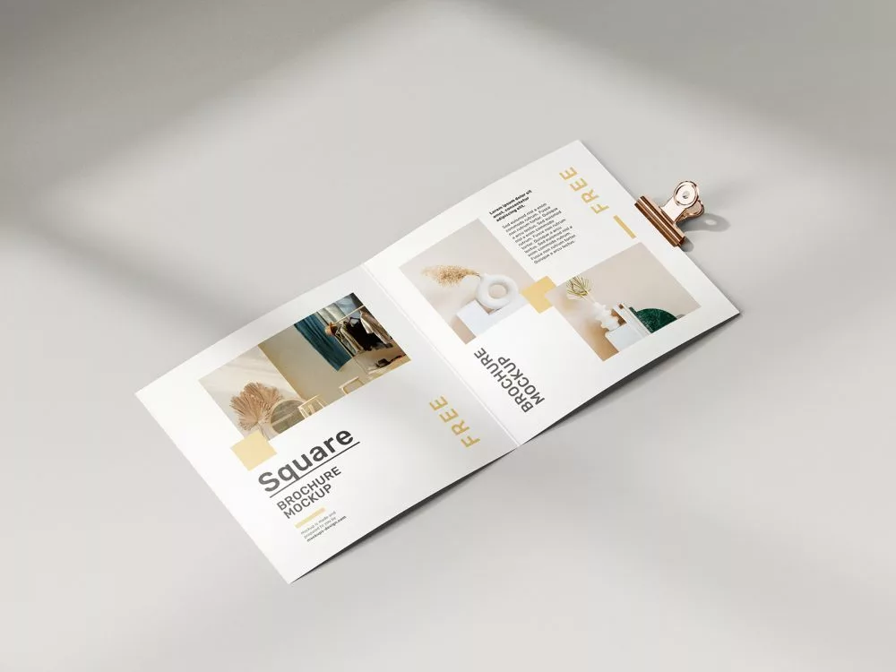 Free Folded Square Brochure Mockup