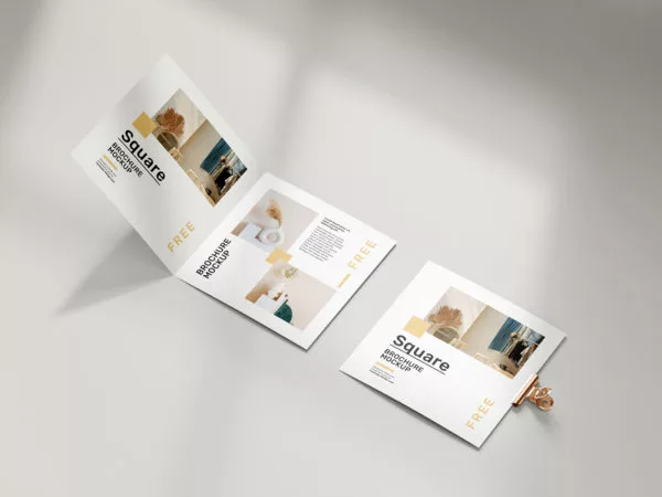 Folded Square Brochure Mockup