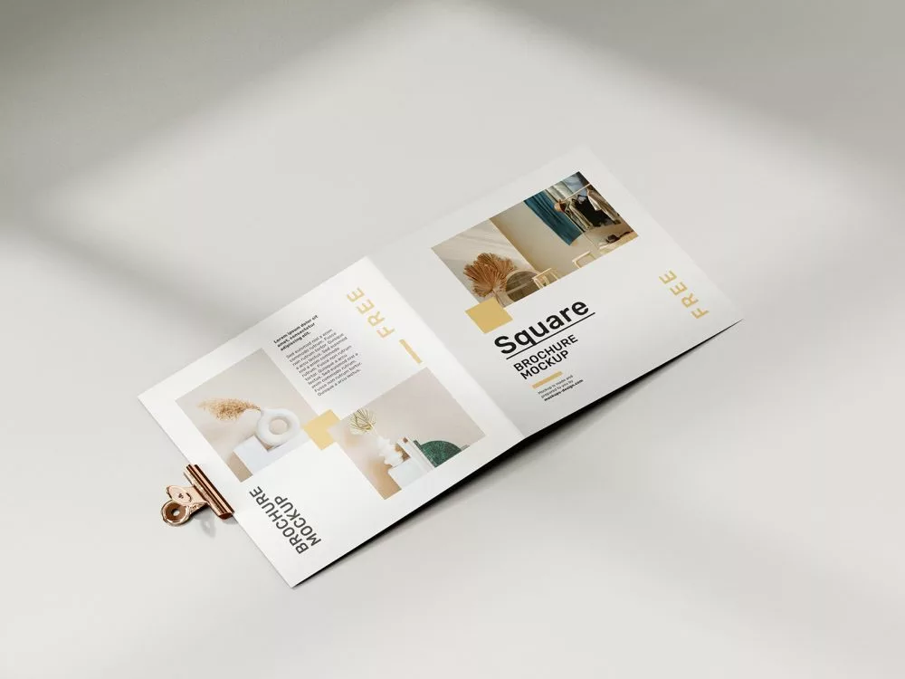 Free Folded Square Brochure Mockup