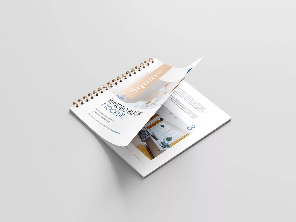 Free Square Binded Brochure Mockup